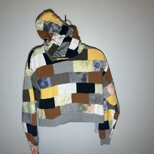 Long Sleeve Patchwork Hoodie - Size XS - Urban Outfitters